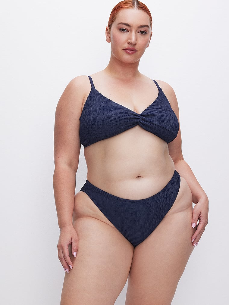Victoria's Secret, Good American Always Fits Twisted Bikini Top, Ink Blue, onModelFront, 1 of 3
