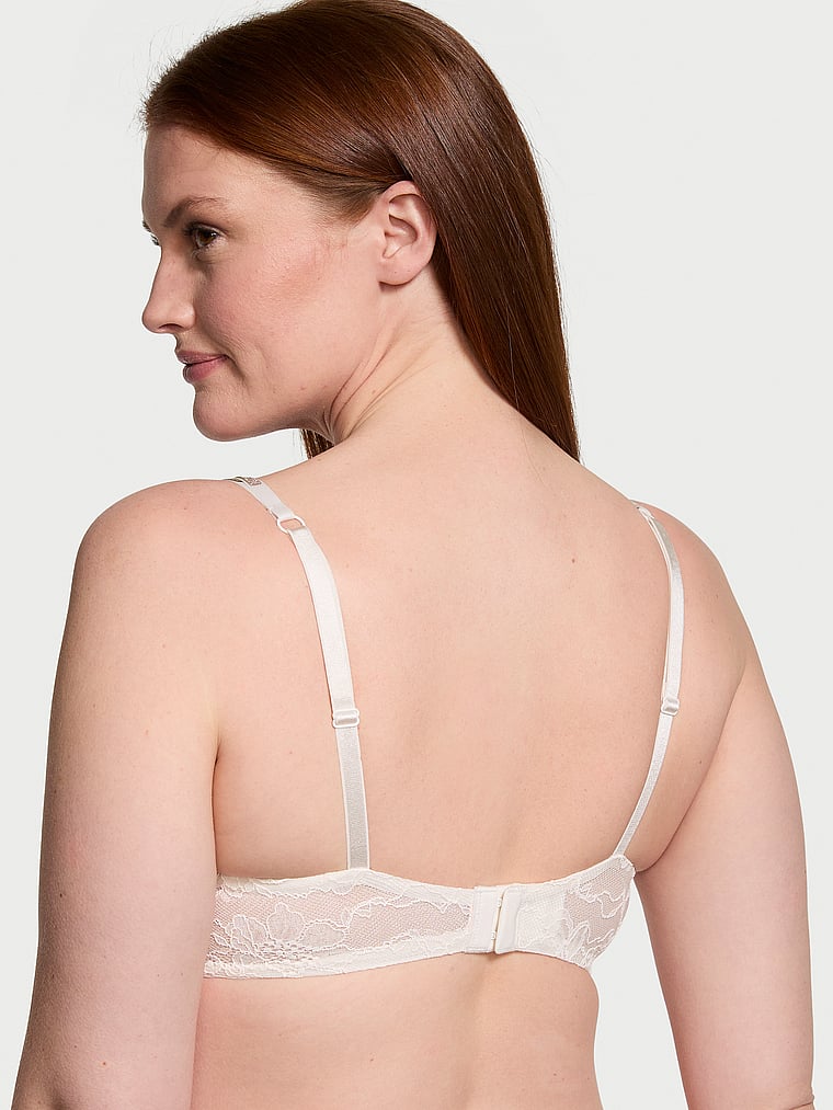 Victoria's Secret, Very Sexy Double Shine Strap Lace Push-Up Bra, Coconut White, detail, 2 of 4 Katy is 5'11" and wears 36D or Large