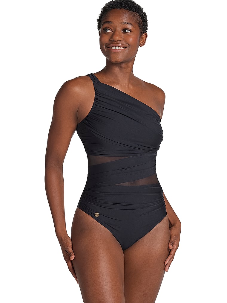Asymmetrical Slimming Compression One-Piece Swimsuit
