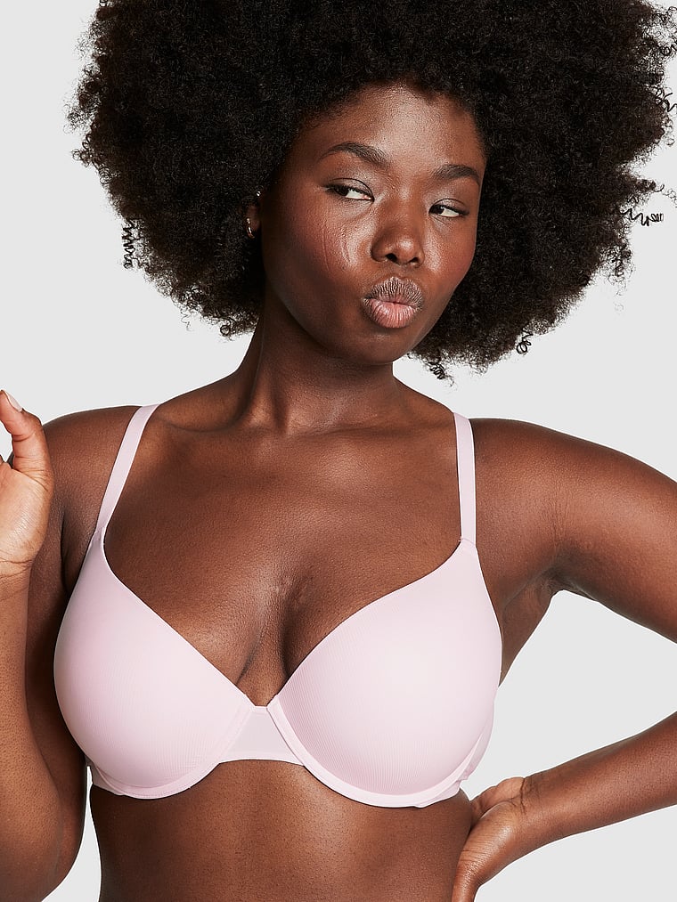 PINK Wear Everywhere Wear Everywhere Push-Up Bra, Pink Tulip, onModelFront, 1 of 5 Fanta is 5'11" and wears 34D or Medium