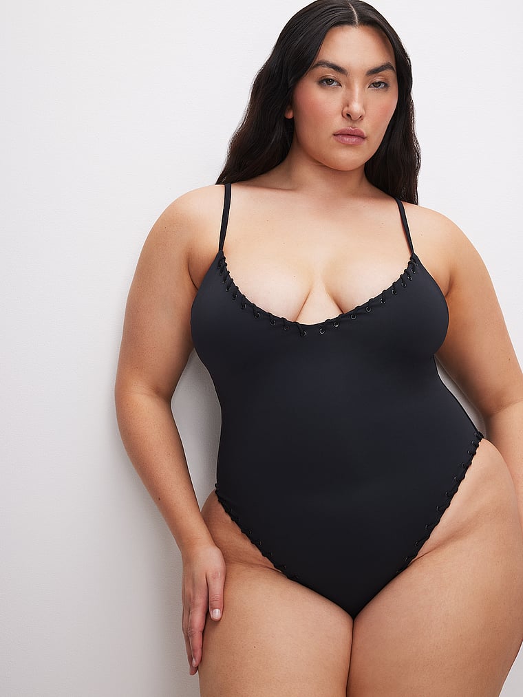 Whip Stitch Compression One-Piece Swimsuit