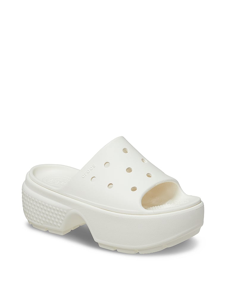 Crocs Stomp Slides, Chalk, onModelFront, 1 of 4