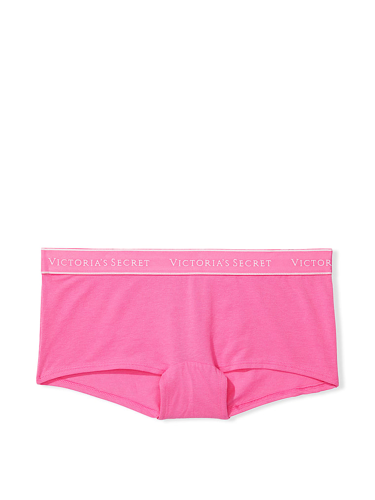 Victoria's Secret, Cotton new Logo Cotton Boyshort Panty, Hollywood Pink, offModelFront, 3 of 3