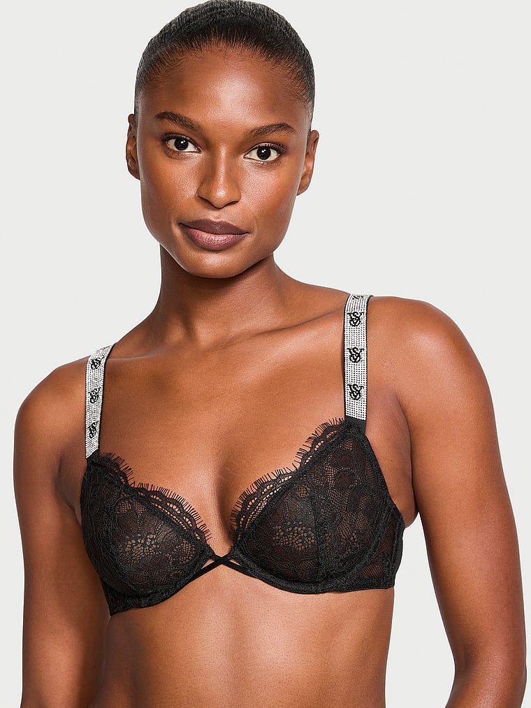 Shine Strap Unlined Low-Cut Lace Demi Bra