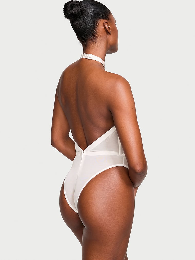 Shine Strap Halter Lace Teddy