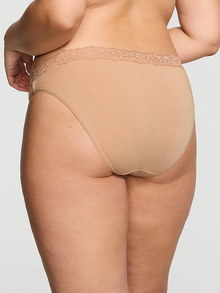 Lace-Waist Cotton Bikini Panty