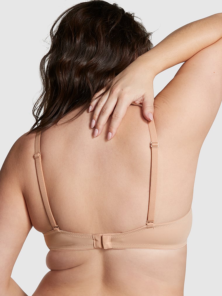 PINK Wear Everywhere Wear Everywhere Lightly Lined Full Coverage T-Shirt Bra, Praline, onModelBack, 2 of 3 Sixtine  is 5'7" or 170cm and wears 36D or Medium