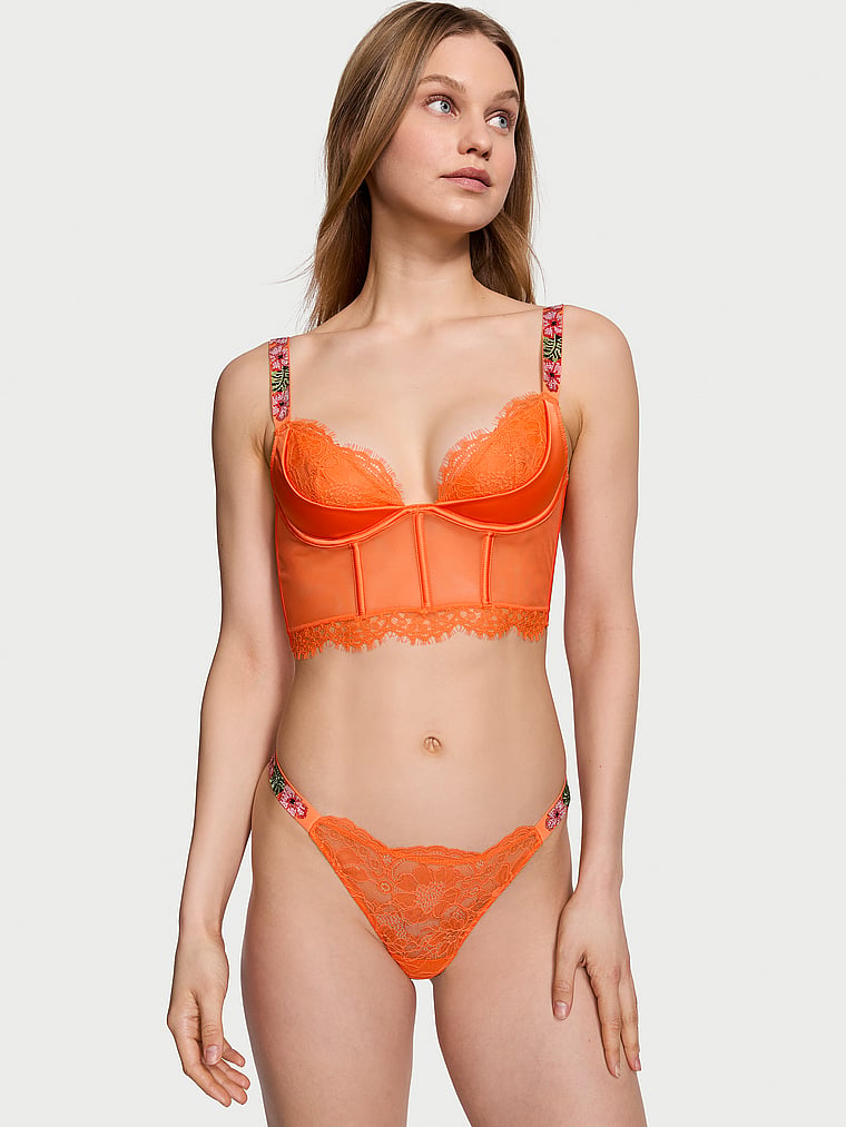 Shine Strap Lace Quarter-Cup Corset Top