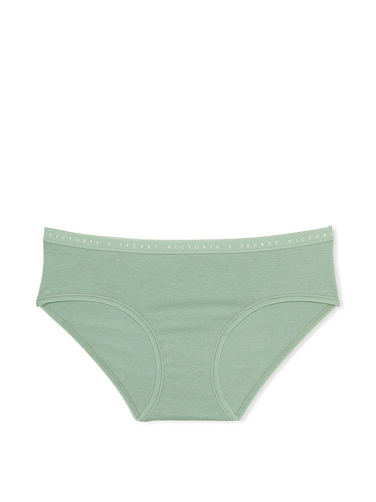 Victoria's Secret, Victoria's Secret Stretch Cotton Hiphugger Panty, Seasalt Green, offModelFront, 3 of 4