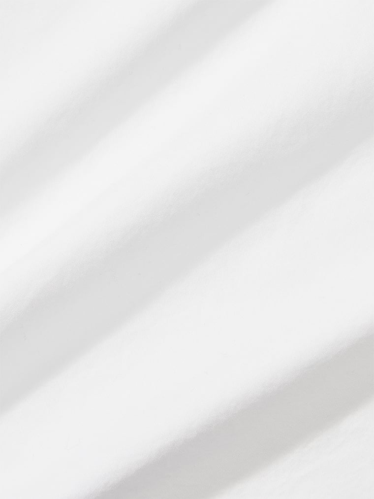 PINK Cotton Poplin Oversized Button-Down Sleepshirt, Optic White, detail, 3 of 5