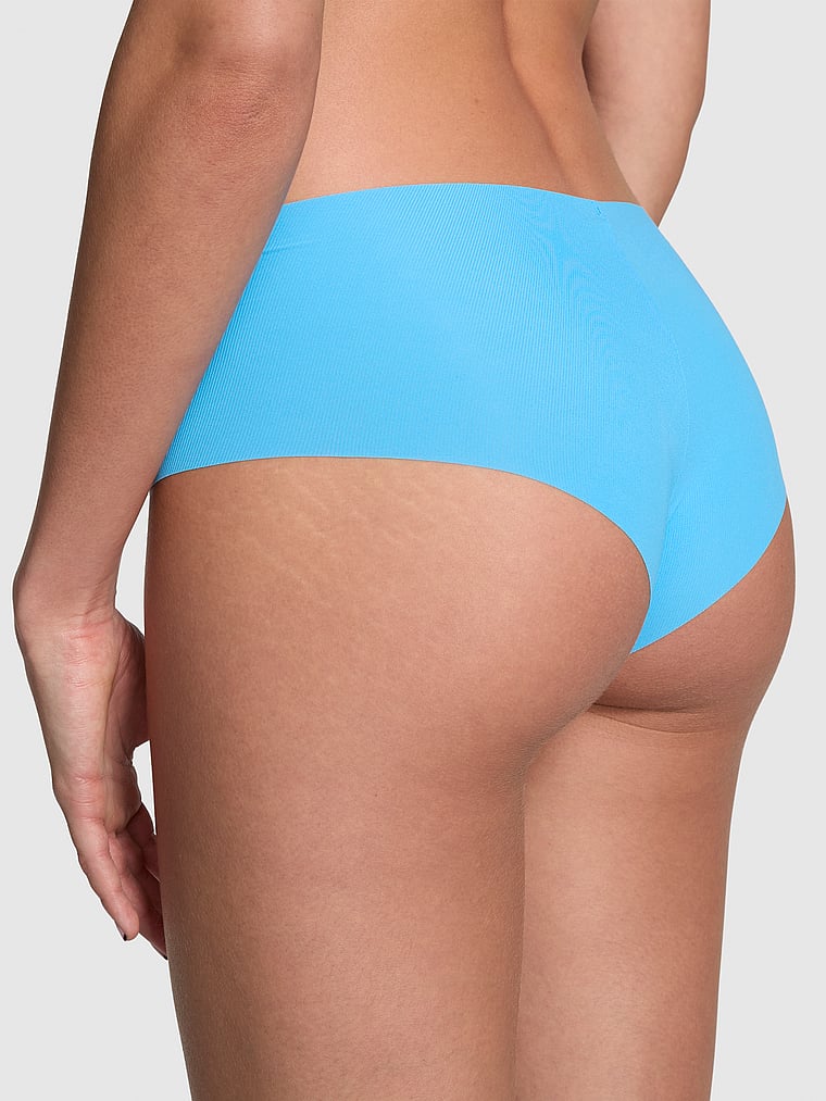 PINK new No-Show Cheeky Panty, Castaway Blue, onModelBack, 1 of 2 Scarlett is 5'11" and wears Small