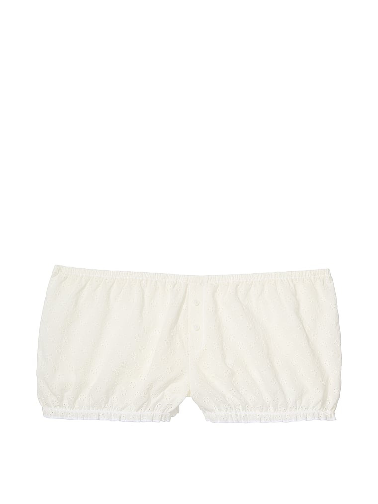 PINK by Frankies Bikinis Marilyn Eyelet Shorts, White Eyelet, offModelFront, 3 of 3