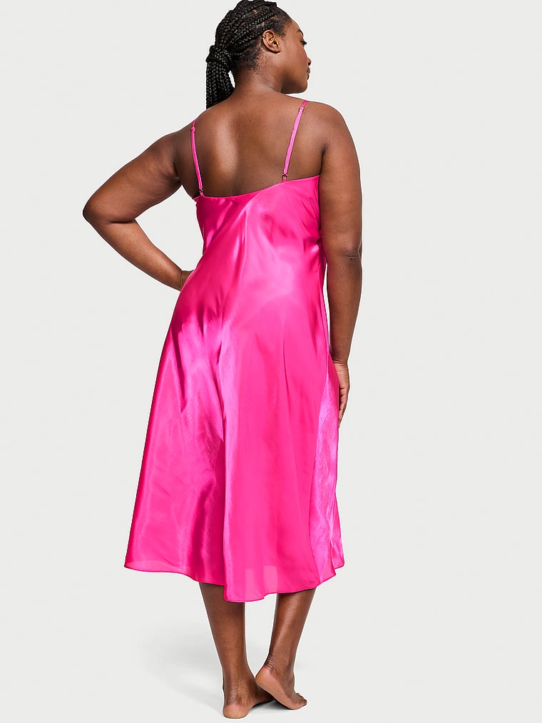 Victoria's Secret, Victoria's Secret Organza Midi Slip Dress, Forever Pink, onModelBack, 2 of 3 Grace is 5'11" or 180cm and wears Large