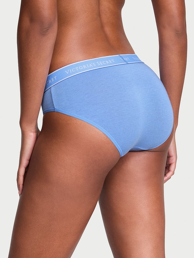Victoria's Secret, Cotton new Logo Cotton Hiphugger Panty, Blue Bonnet, onModelBack, 2 of 3 Ange-Marie is 5'10" and wears Small