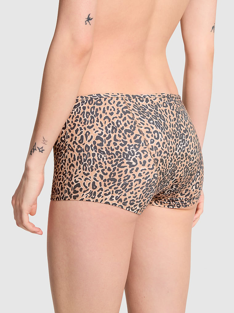 PINK Period Boyshort Panty, Praline Leopard Print, onModelBack, 2 of 3 Sofia is 5'10" and wears Small