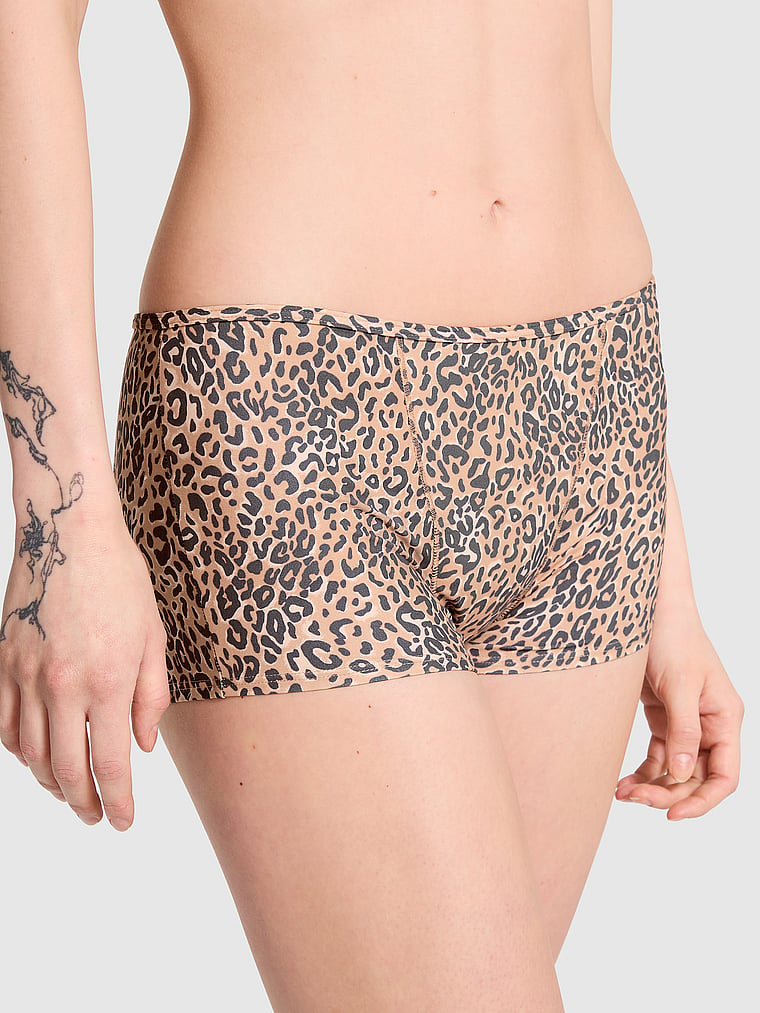 PINK Period Boyshort Panty, Praline Leopard Print, onModelFront, 1 of 3 Sofia is 5'10" and wears Small