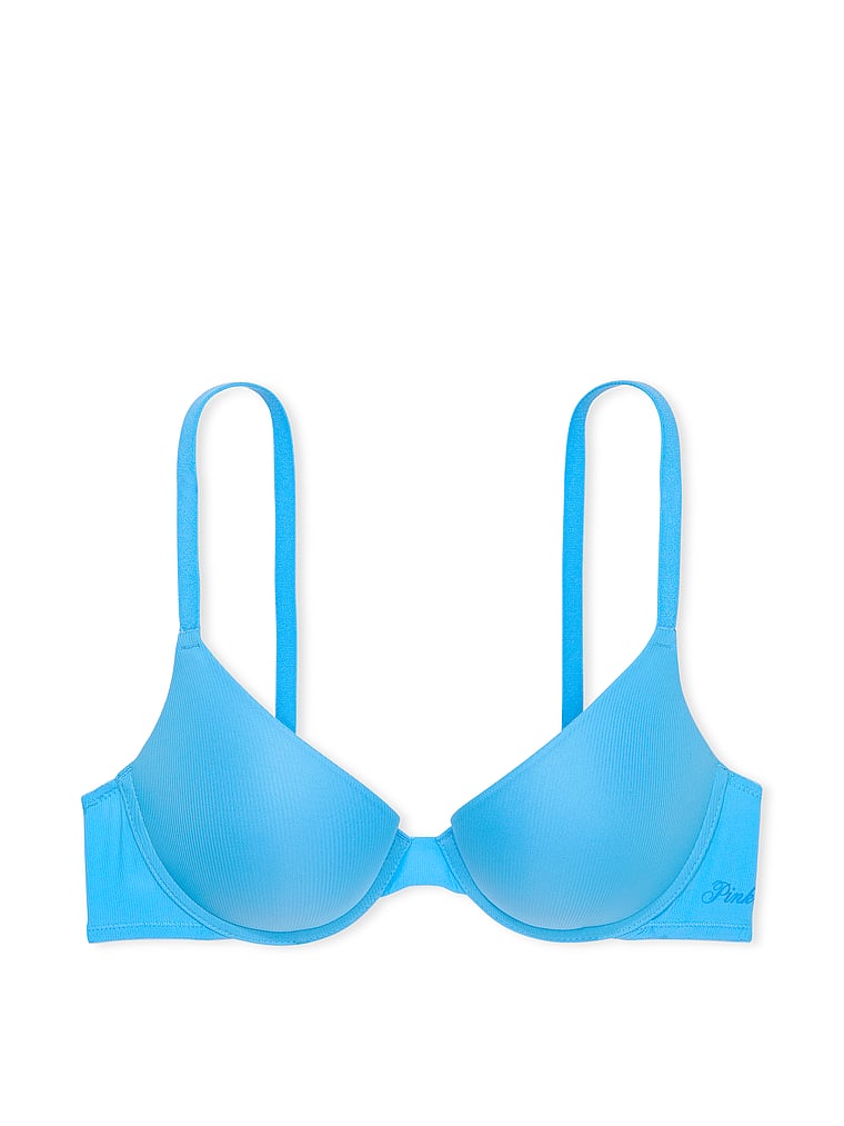 PINK Wear Everywhere Wear Everywhere Push-Up Bra, Castaway Blue, offModelFront, 5 of 5