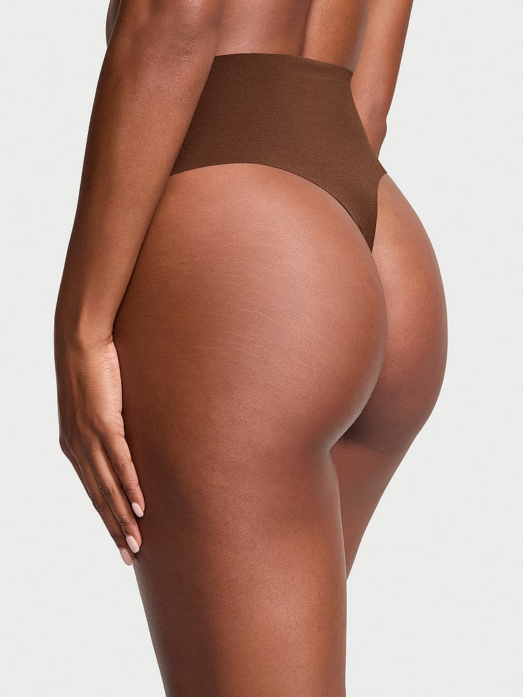 Victoria's Secret, No-Show No-Show High-Waist Thong Panty, Ganache, onModelBack, 2 of 3 Tsheca  is 5'9" and wears Small