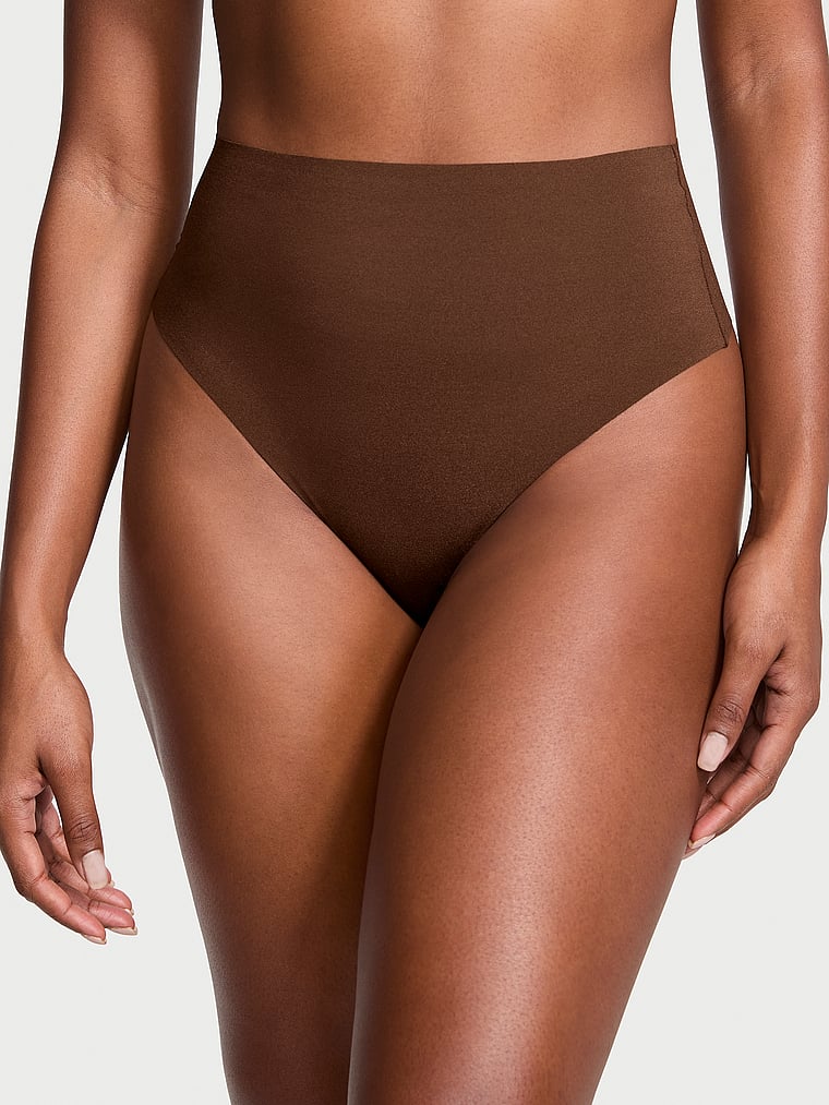 Victoria's Secret, No-Show No-Show High-Waist Thong Panty, Ganache, onModelFront, 1 of 3 Tsheca  is 5'9" and wears Small