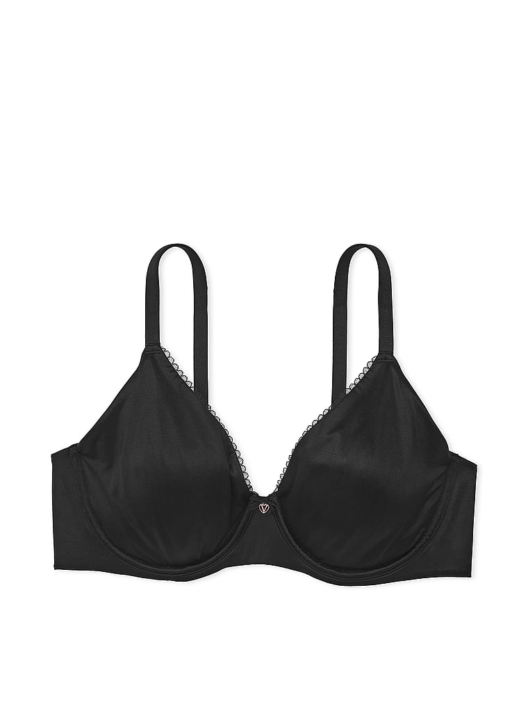 Victoria's Secret, Body by Victoria Invisible Lift Smooth Minimizer Bra, Black, offModelFront, 4 of 5