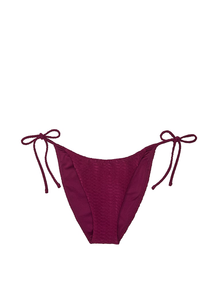 Victoria's Secret, Victoria's Secret Swim Mix & Match Side-Tie Cheeky Bikini Bottom, Pink Rouge, offModelFront, 3 of 4
