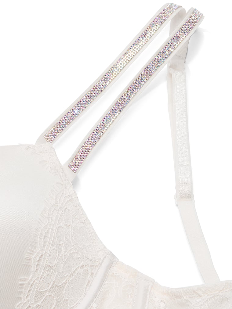 Victoria's Secret, Very Sexy Double Shine Strap Push-Up Corset Top, Coconut White, onModelBack, 4 of 5