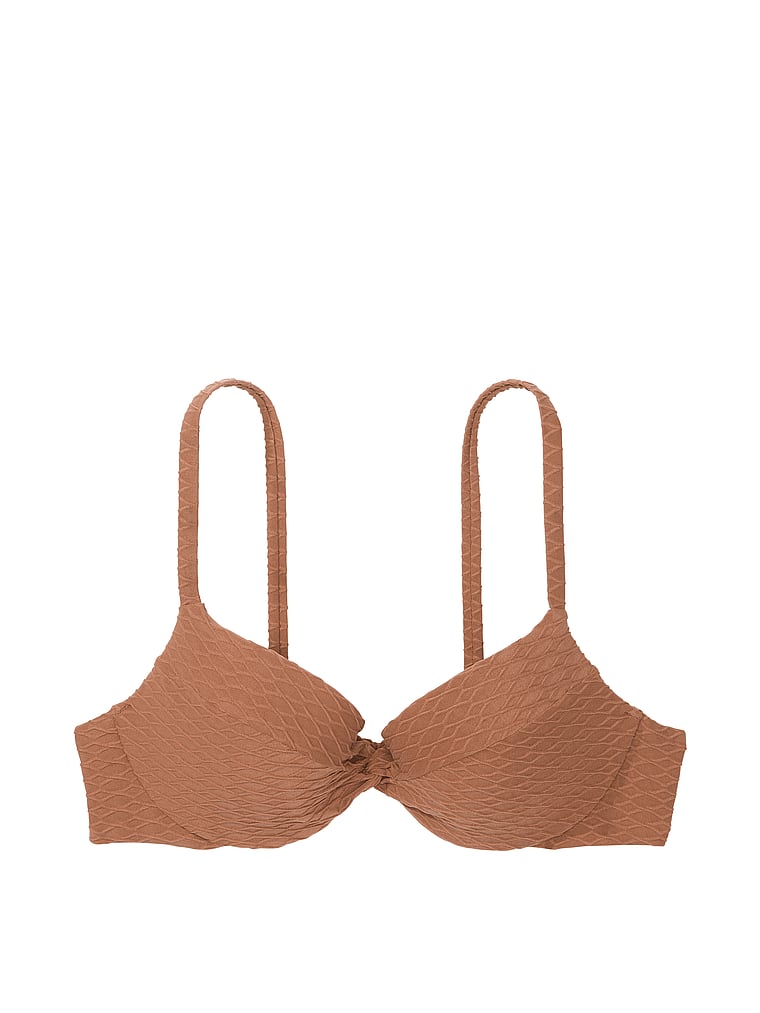 Victoria's Secret, Victoria's Secret Swim Mix & Match Twist Push-Up Bikini Top, Caramel, offModelFront, 3 of 4