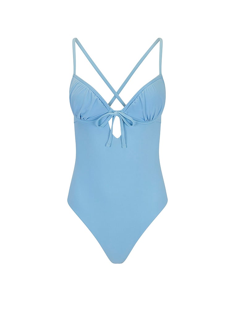 Victoria's Secret, Adore Me Annabee Swim One-Piece, Chambray Blue, offModelFront, 4 of 6