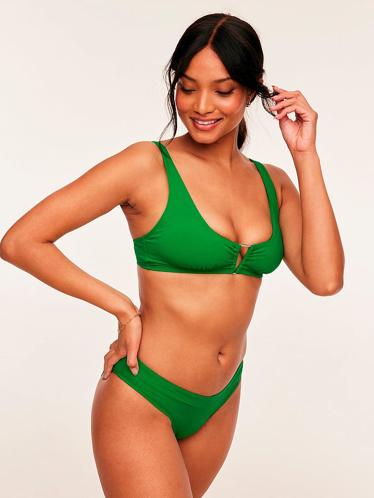 Victoria's Secret, Adore Me Coraline Swim Top, Fern Green, onModelSide, 3 of 5