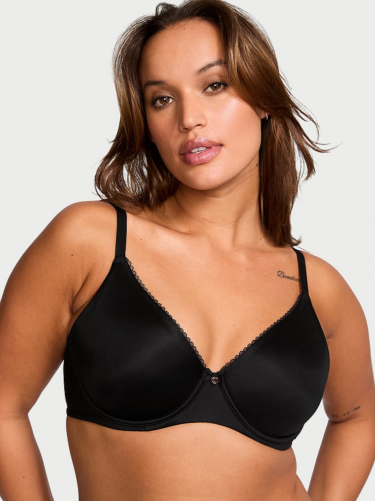 Victoria's Secret, Body by Victoria Invisible Lift Smooth Minimizer Bra, Black, onModelFront, 1 of 5 Sofia  is 5'8" and wears 36D or Large