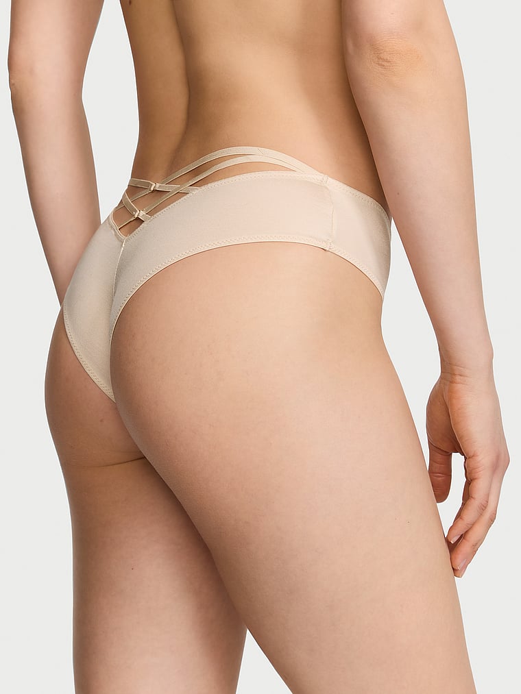 Victoria's Secret, Very Sexy Strappy-Back Charm High-Leg Cheeky Panty, Marzipan, onModelBack, 2 of 3 Lotta is 5'10" and wears Small