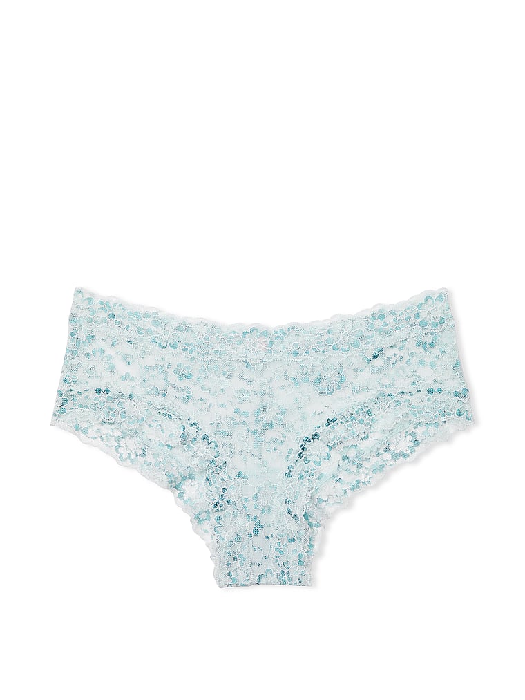 Victoria's Secret, The Lacie Lace Cheeky Panty, Ballad Blue, offModelFront, 2 of 4
