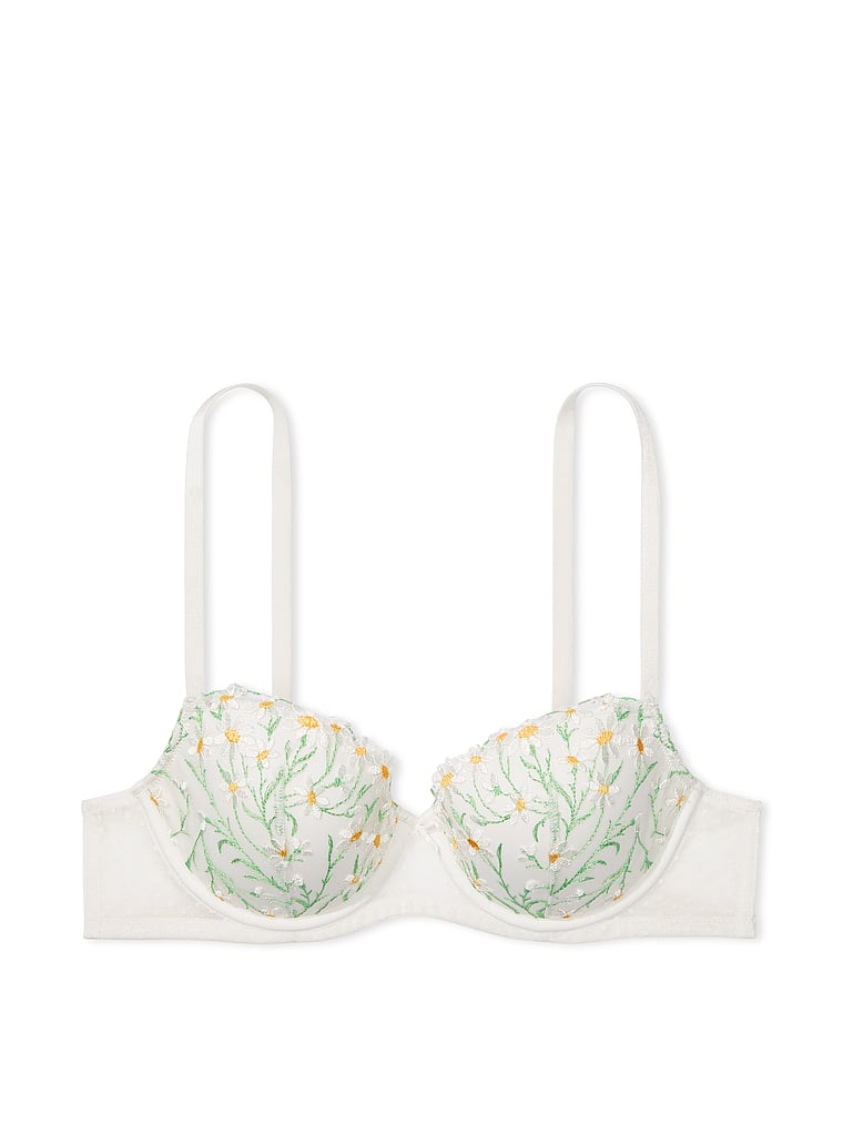 Victoria's Secret, Dream Angels Daisy Chain Embroidery Lightly Lined Demi Bra, offModelFront, 4 of 5