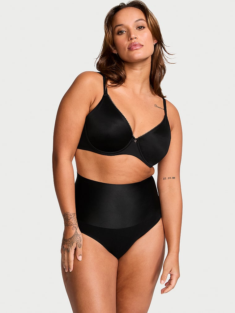 Victoria's Secret, Body by Victoria Invisible Lift Smooth Minimizer Bra, Black, onModelSide, 3 of 5 Sofia  is 5'8" and wears 36D or Large