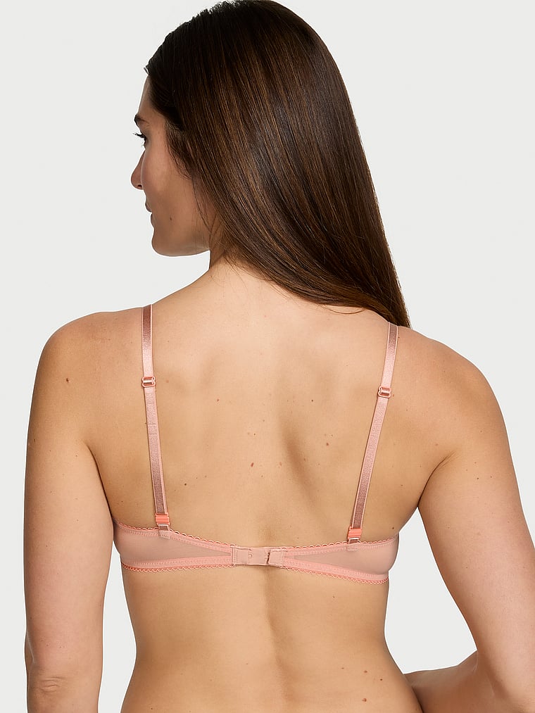 Victoria's Secret, Victoria's Secret Tease Lace-Trim Unlined Demi Bra, Evening Blush, onModelBack, 2 of 4 Katherine is 5'10" or 178cm and wears 34B or Small