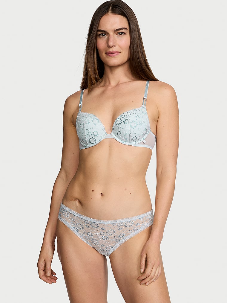 Victoria's Secret, The Lacie Lace Bikini Panty, Ballad Blue, onModelSide, 1 of 4 Katherine is 5'10" or 178cm and wears Large