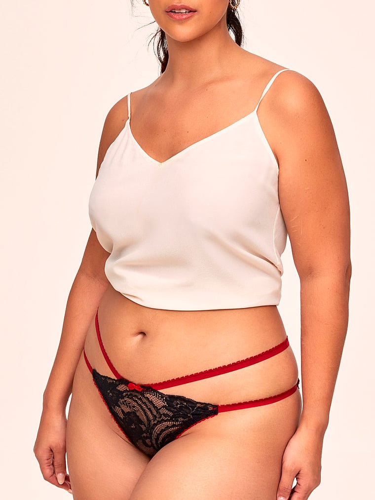 Victoria's Secret, Adore Me Camylla Bikini Panty, Jet Black, onModelSide, 3 of 5