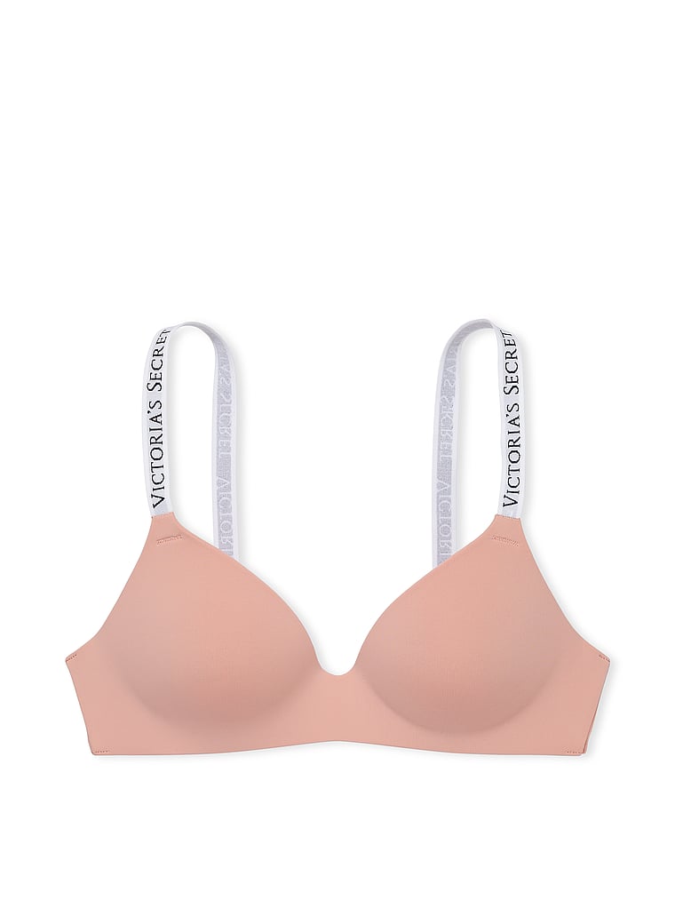 Victoria's Secret, The T-shirt Lightly Lined Wireless Bra, Misty Rose, offModelFront, 3 of 3