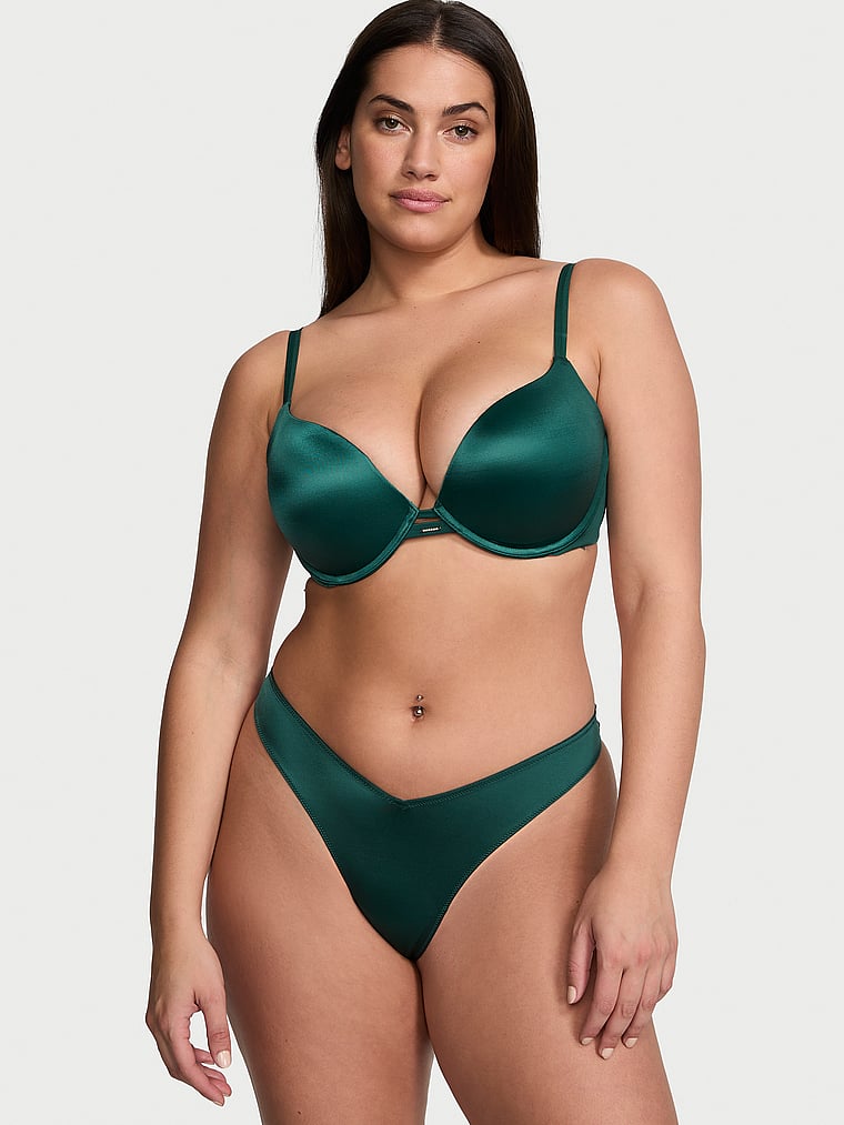 Victoria's Secret, Very Sexy Smooth Push-Up Bra, Green Mystique, onModelSide, 3 of 4 Lorena is 5'9" and wears 34DD (E) or Large