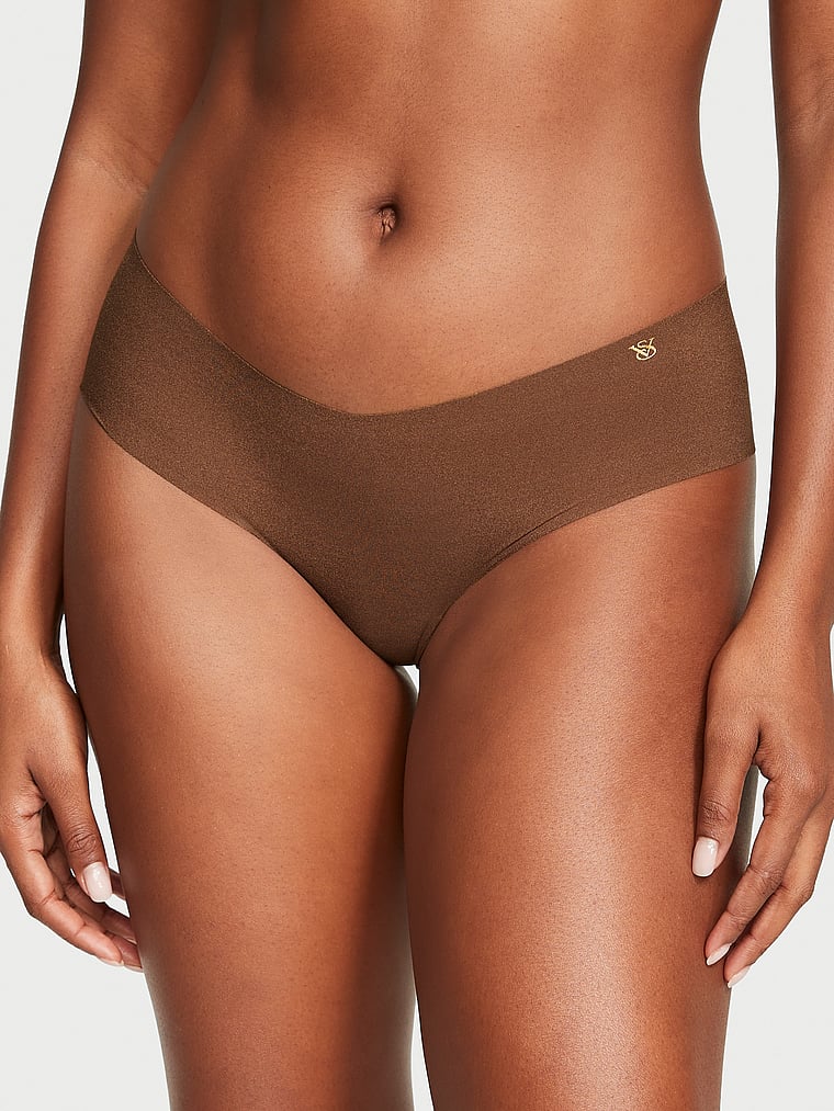 Victoria's Secret, No-Show No-Show Lace Cheeky Panty, Brown, onModelFront, 1 of 3 Tsheca  is 5'9" and wears Small