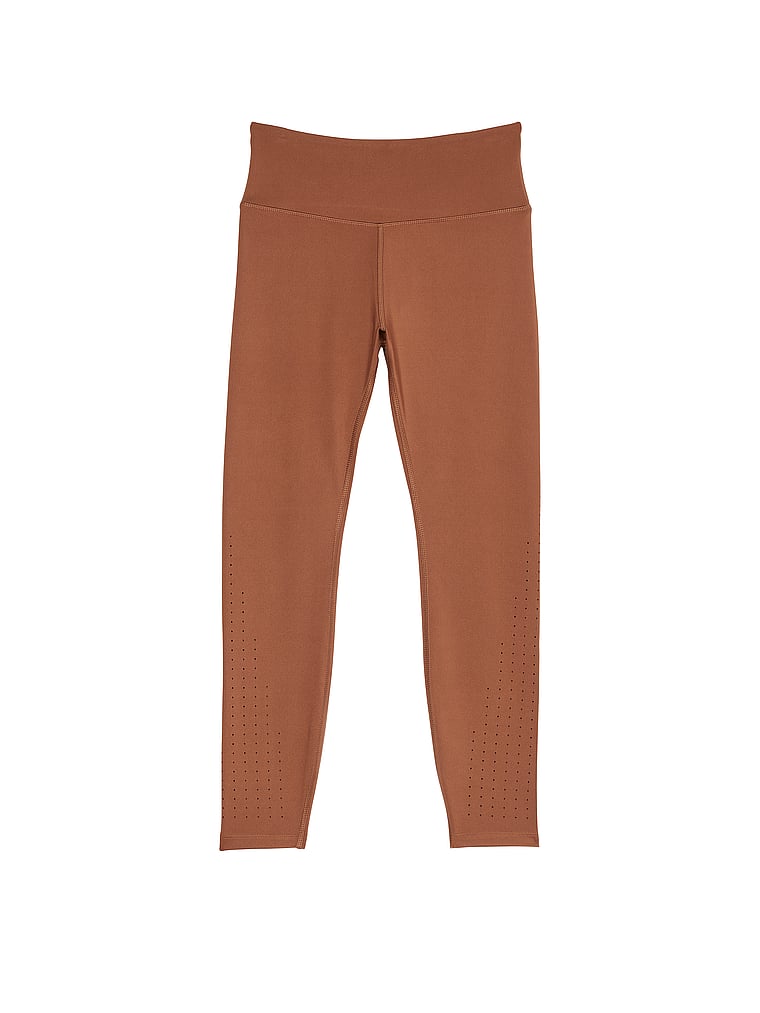 Victoria's Secret, VSX VS Essential High-Rise Perforated Leggings, Caramel, offModelFront, 4 of 5