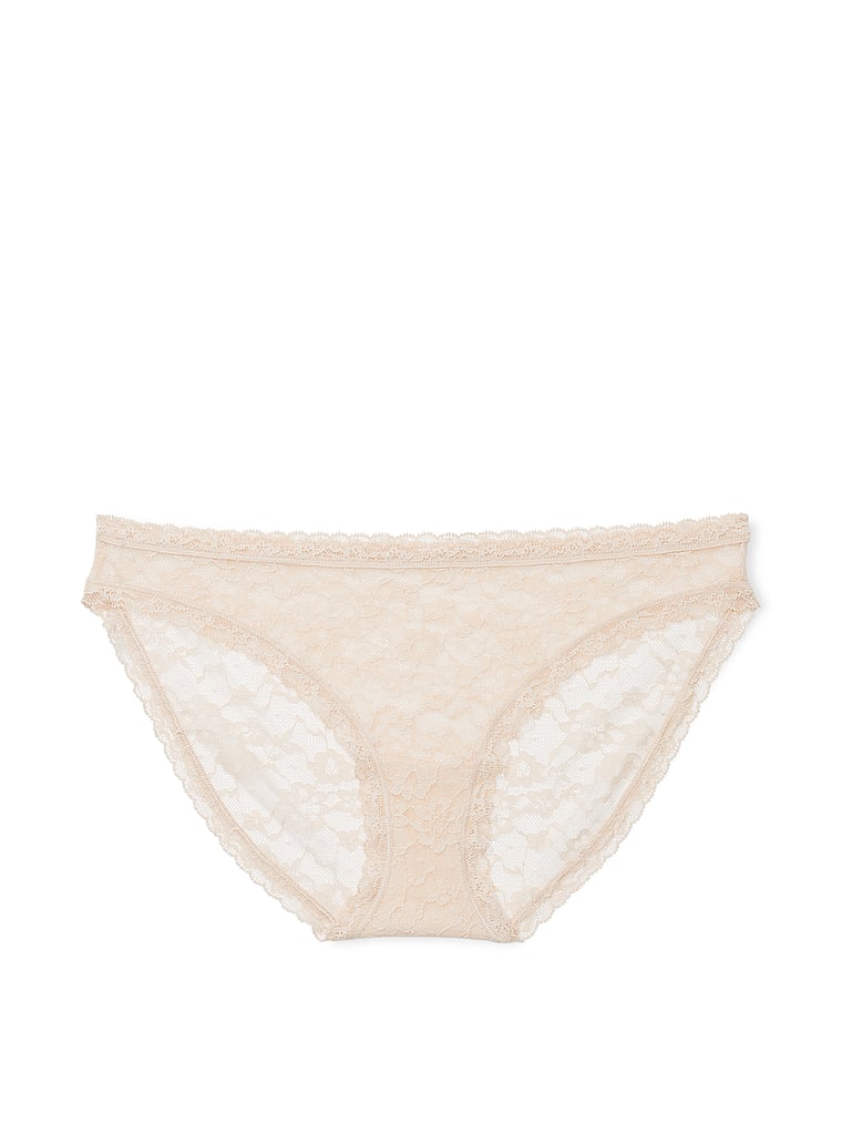 Victoria's Secret, The Lacie Lace Bikini Panty, Marzipan, offModelFront, 3 of 3
