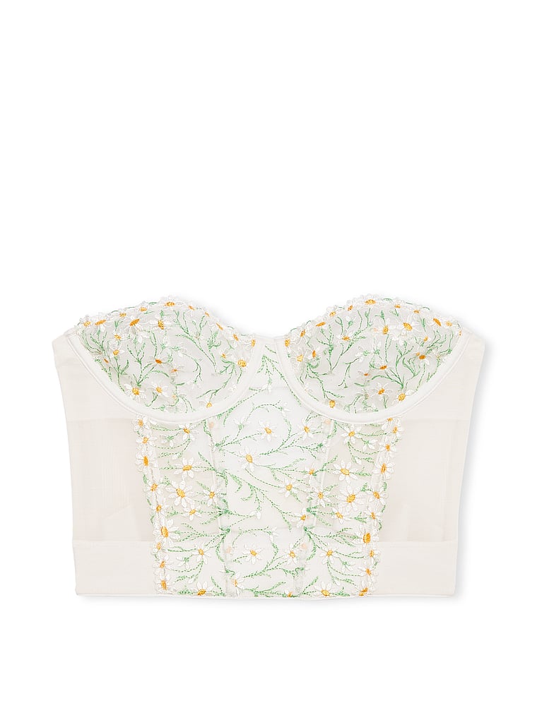 Victoria's Secret, Dream Angels Daisy Chain Embroidery Strapless Corset Top, White Daisies, offModelBack, 6 of 6