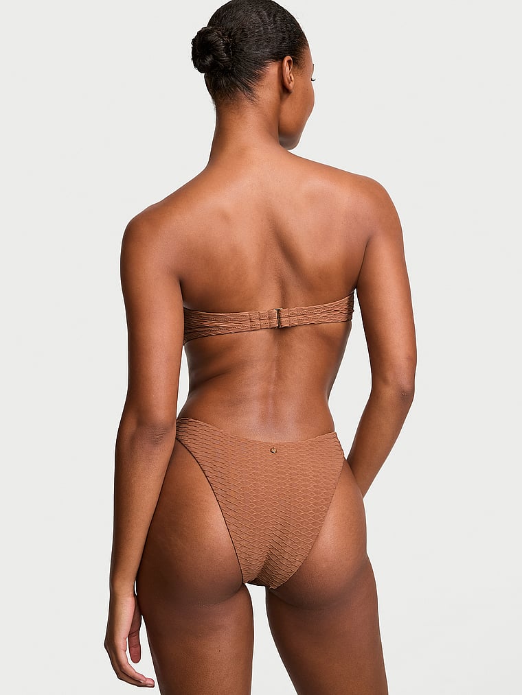 Victoria's Secret, Victoria's Secret Swim Mix & Match Twist Push-Up Bandeau Top, Caramel, onModelBack, 2 of 4 Ange-Marie is 5'10" and wears 34B or Small