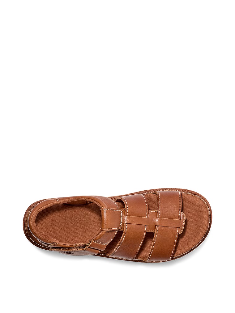 UGG® Goldenstar Strap Leather Platform Sandal, Tan, detail, 3 of 3