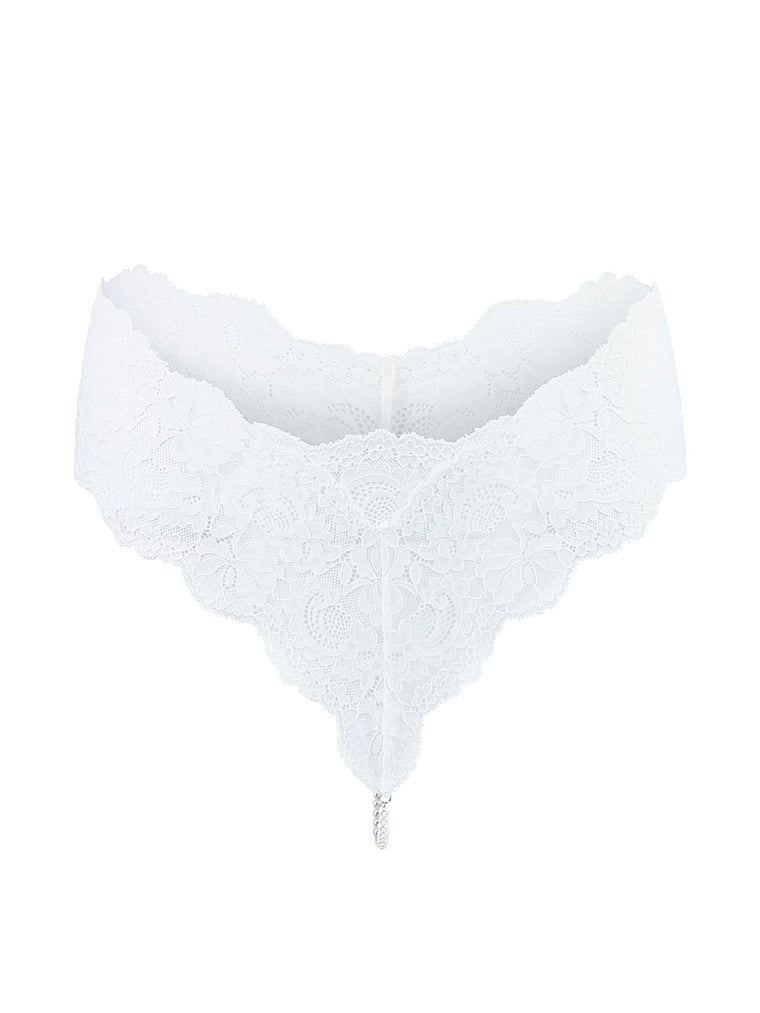 Victoria's Secret, Adore Me Aster Pearl Thong Panty, Bright White, offModelFront, 4 of 5