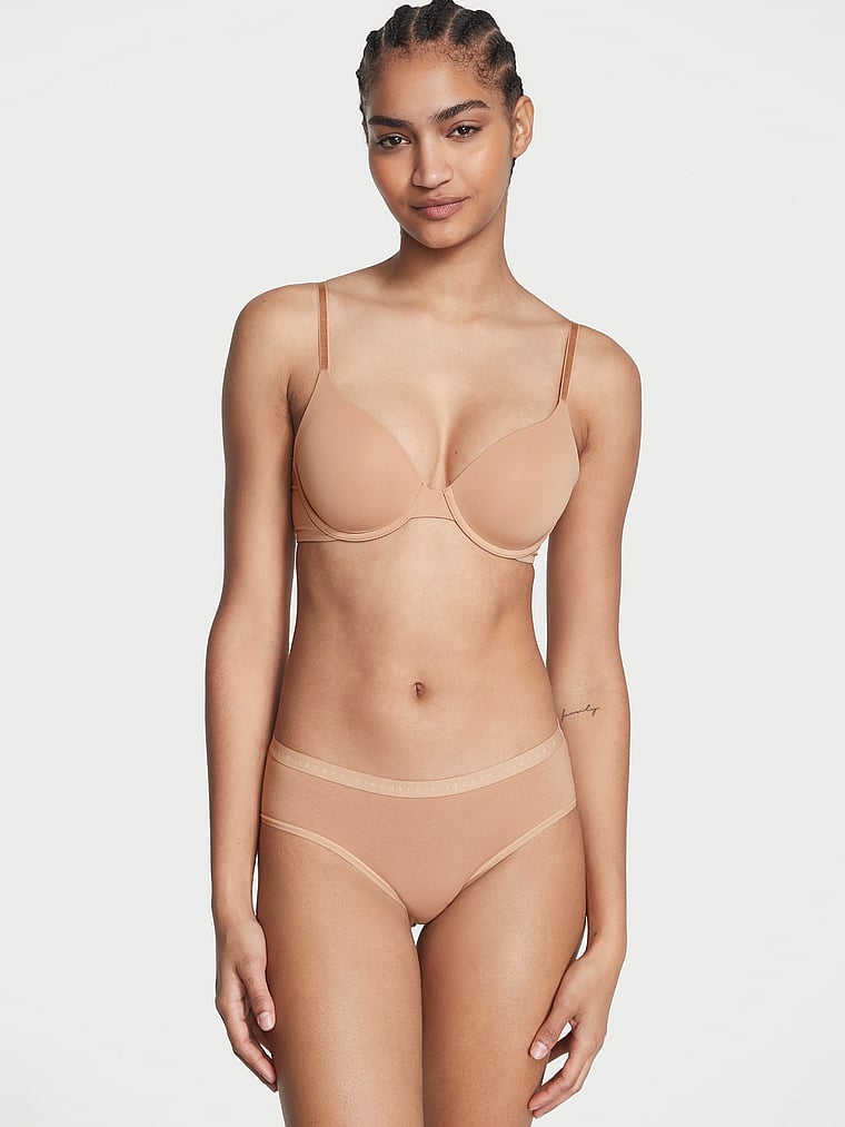 Victoria's Secret, Victoria's Secret Stretch Cotton Hiphugger Panty, Praline, onModelFront, 2 of 3 Anyeline is 5'10" and wears Small