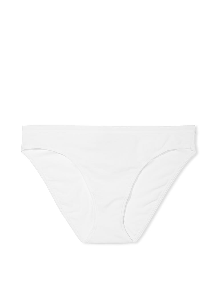 Victoria's Secret, Victoria's Secret Body by Victoria Stretch Cotton Lace-Waist Bikini Panty, VS White, offModelFront, 3 of 3