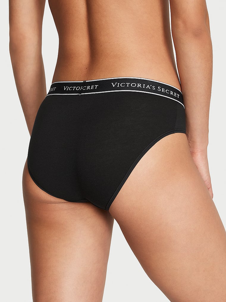 Victoria's Secret, Cotton Logo Cotton Hiphugger Panty, Black, onModelBack, 2 of 3 Nikita is 5'10" and wears Small