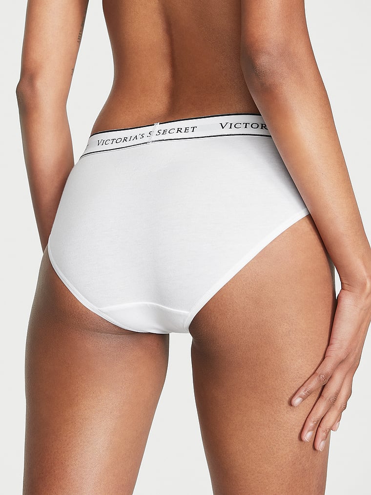 Victoria's Secret, Cotton Logo Cotton Hiphugger Panty, VS White, onModelBack, 2 of 3 Shaanti is 5'9" and wears Small
